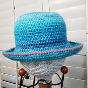 Handmade Crochet Knit Bucket Hat Cottage Butterfly Speckle Fairy 100% Acrylic